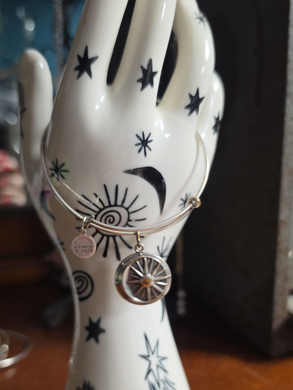 Alex and Ani Silver Compass Wheel Charm Bangle